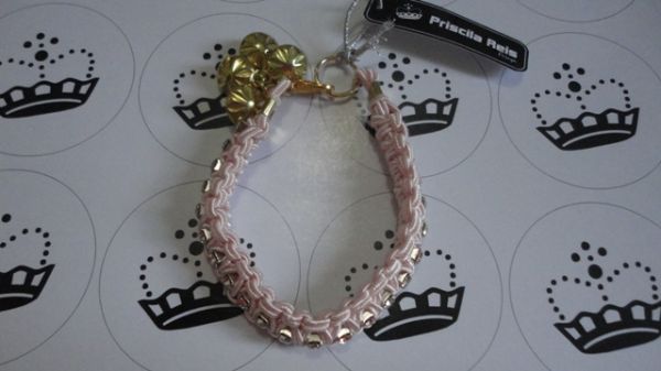 Pulseira Macramê rosa bebê (0072)